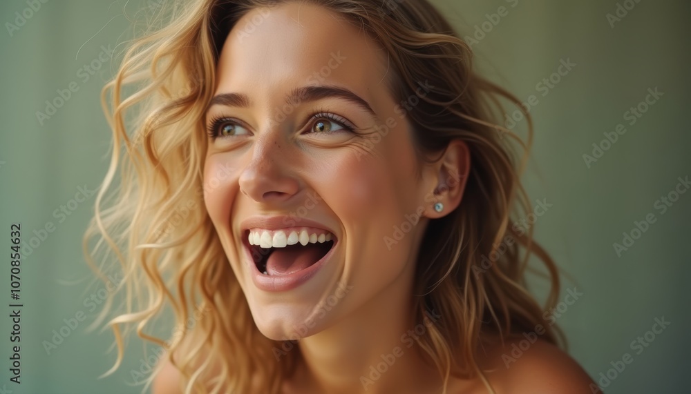 Beautiful woman's face shows emotion on a color background. A spectacularly lifestyle wallpaper.
