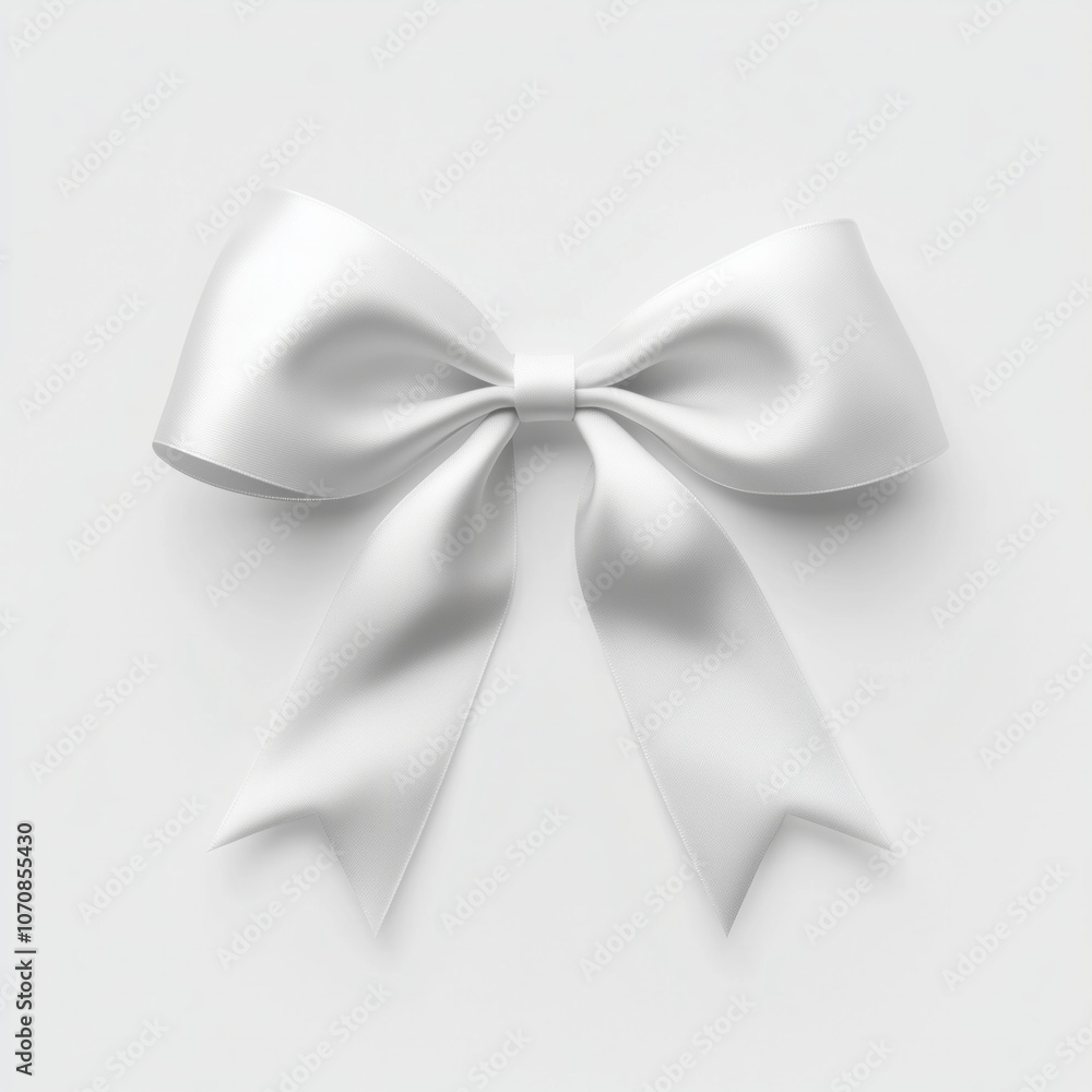 Naklejka premium Elegant white ribbon bow on minimalistic light background