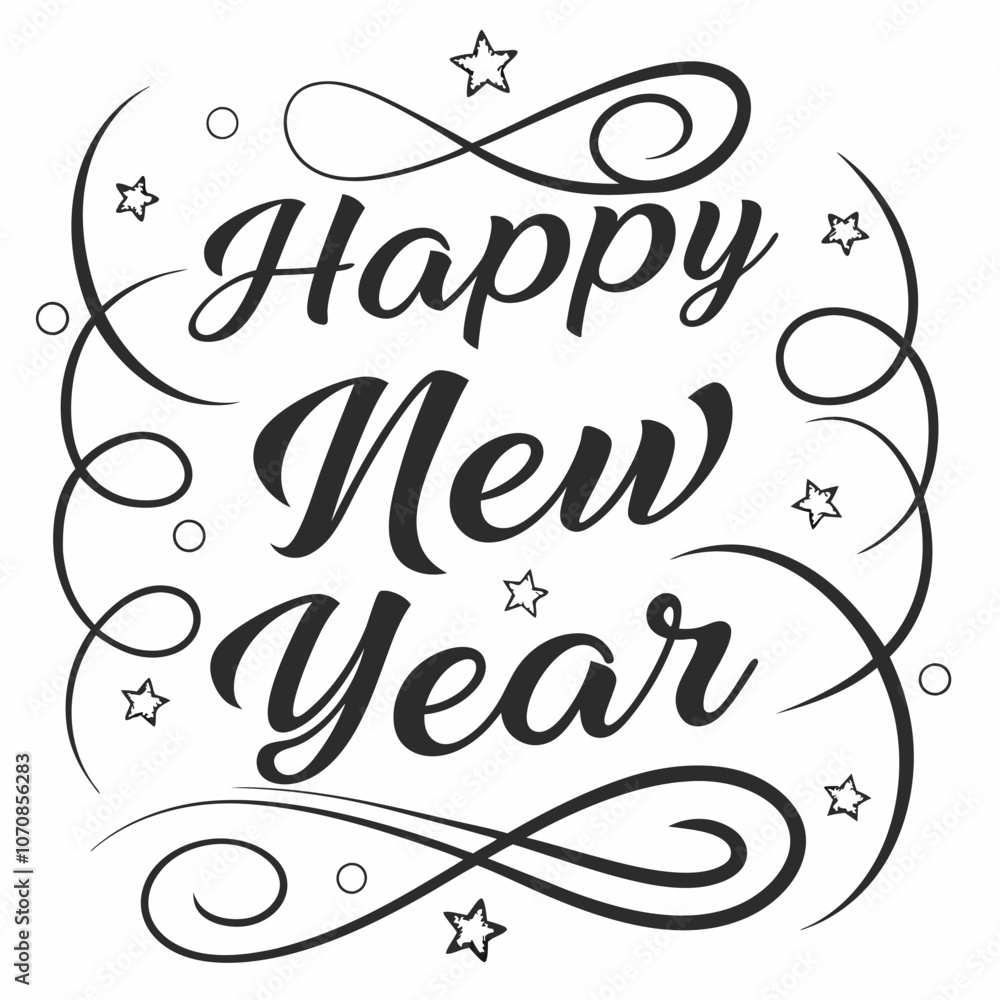 Lettering Happy New Year on white background Lettering Happy New Year on white background