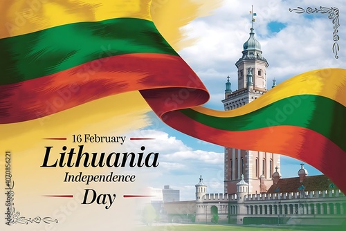 Lithuania Independence Day celebration with national flag colors illustration