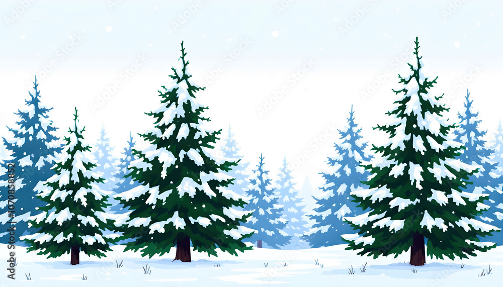 Fototapeta premium winter landscape with fir trees