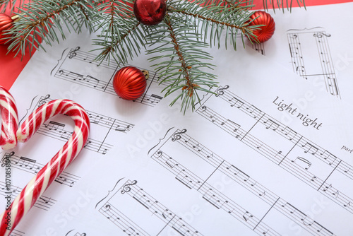 Music note sheets with Chri...