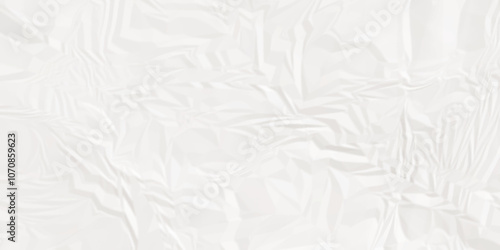 Vector empty white color crumple paper texture pattern abstract background. Crumpled white paper abstract shape background with space paper for texture.	
