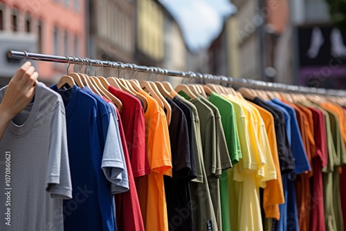 Wallpaper Mural Colorful market scene with shoppers exploring stands of discounted clothing, electronics, and decor Torontodigital.ca