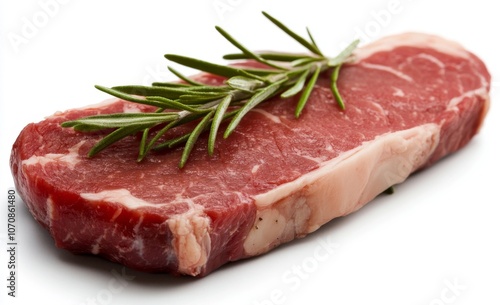 Raw Ribeye Steak Isolated on White Background with Clipping Path