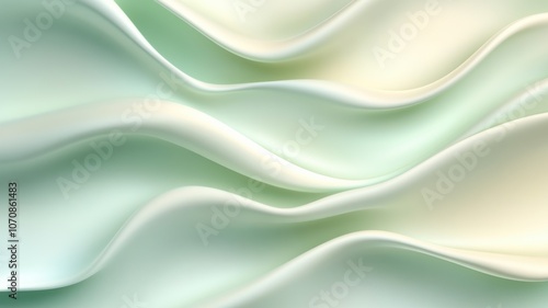 Explore the serene beauty of flowing textures in soft green and cream hues for elegant designs