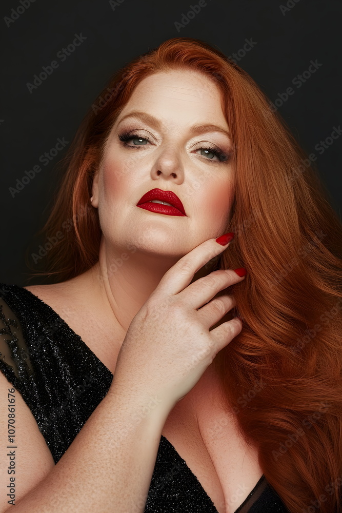 portrait of a plus size woman with red hair portrait of a plus size woman with red hair