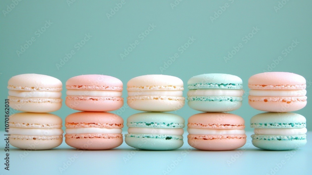 Fototapeta premium Delight your taste buds with colorful macarons a gourmet experience in every bite