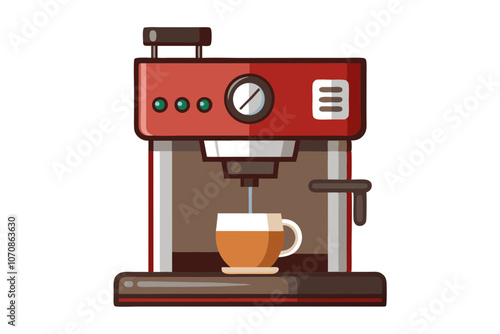 Stylish Coffee Maker Espresso Machine Vector Illustration