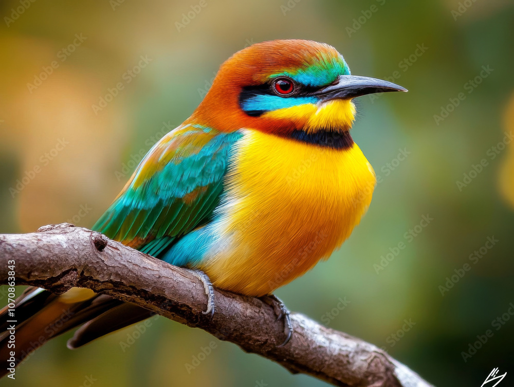 Obraz premium Vibrant Colors of the Blue-Eared Kingfisher: Nature's Feathered Marvel