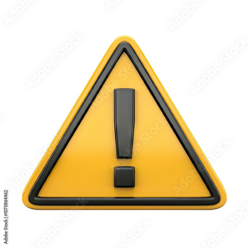 3D red triangle warning sign with an exclamation mark, symbolizing caution, danger, attention, hazard, risk, or error. Represents security and safety. PNG icon illustration. Graphic design element.