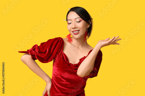 Beautiful young happy Asian...