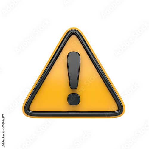 3D red triangle warning sign with an exclamation mark, symbolizing caution, danger, attention, hazard, risk, or error. Represents security and safety. PNG icon illustration. Graphic design element.
