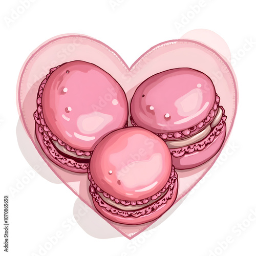 Indulge in the elegance of pink macarons, a sweet treat for every heartfelt occasion, digital art of food illustration concept.