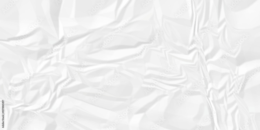 Fototapeta premium Vector empty white color crumple paper texture pattern abstract background. Crumpled white paper abstract shape background with space paper for texture. 