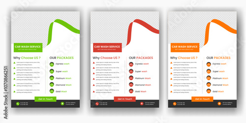 modern car wash car detailing and rental flyer, car service, and price list flyer, automobile car service flyer