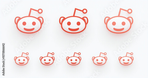 A collection of Reddit icons featuring the logo in various shapes with fill and stroke options available for realistic social media logotypes photo