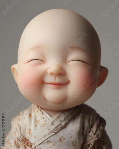 smiling baby doll in traditional chinese clothing