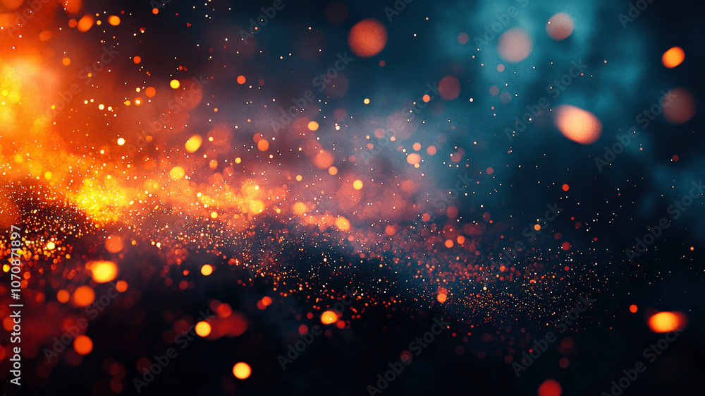 Obraz premium A dark, moody smoke background with subtle glowing embers and a light frost effect, creating an intense warm-meets-cold theme.