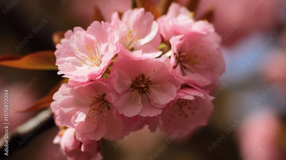 Fototapeta premium Delicate Pink Cherry Blossom Cluster in Bloom
