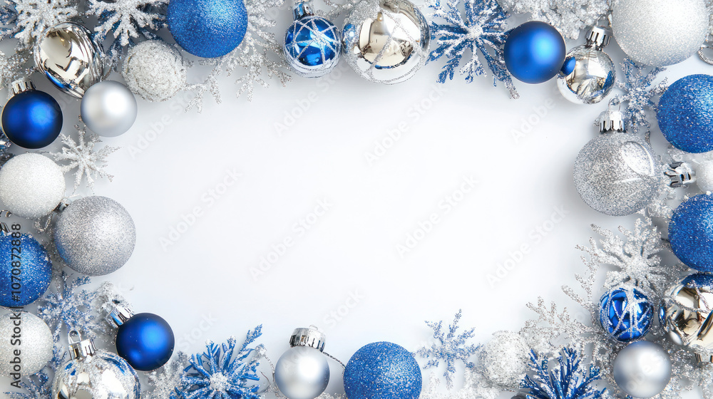 Sophisticated Holiday Border with Silver and Blue Accents Sophisticated Holiday Border with Silver and Blue Accents