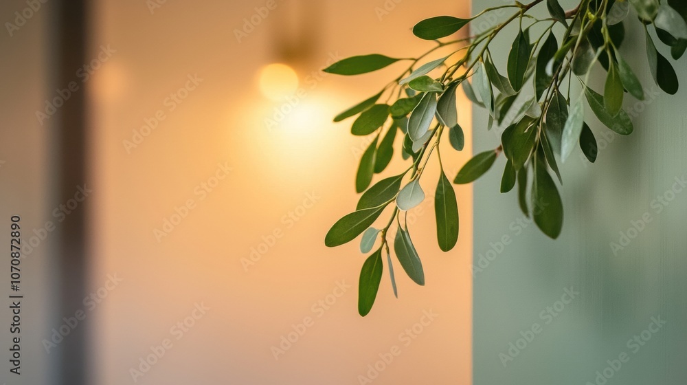A leafy green plant is shown in a room with a light shining on it A leafy green plant is shown in a room with a light shining on it