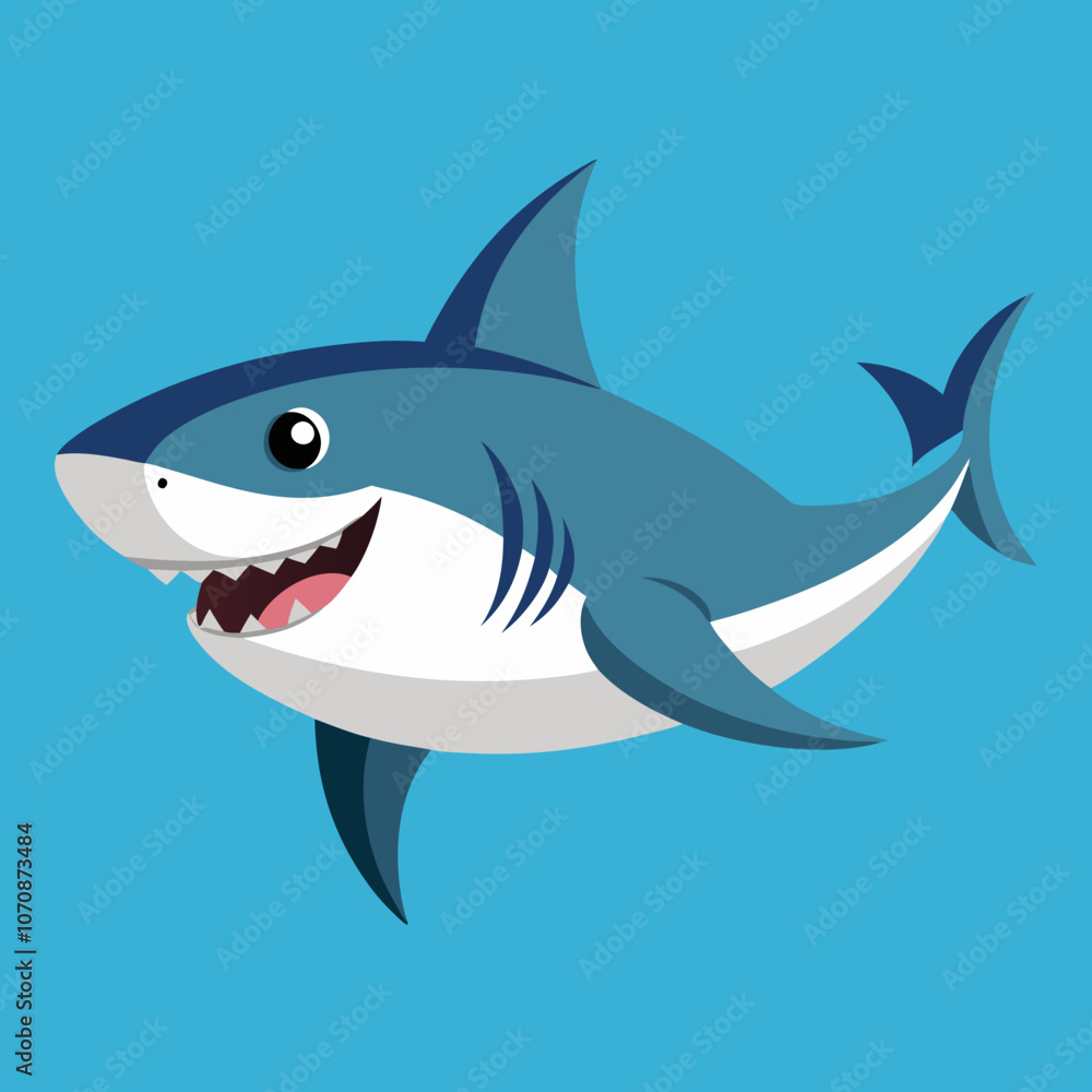 Fototapeta premium shark cartoon isolated on white