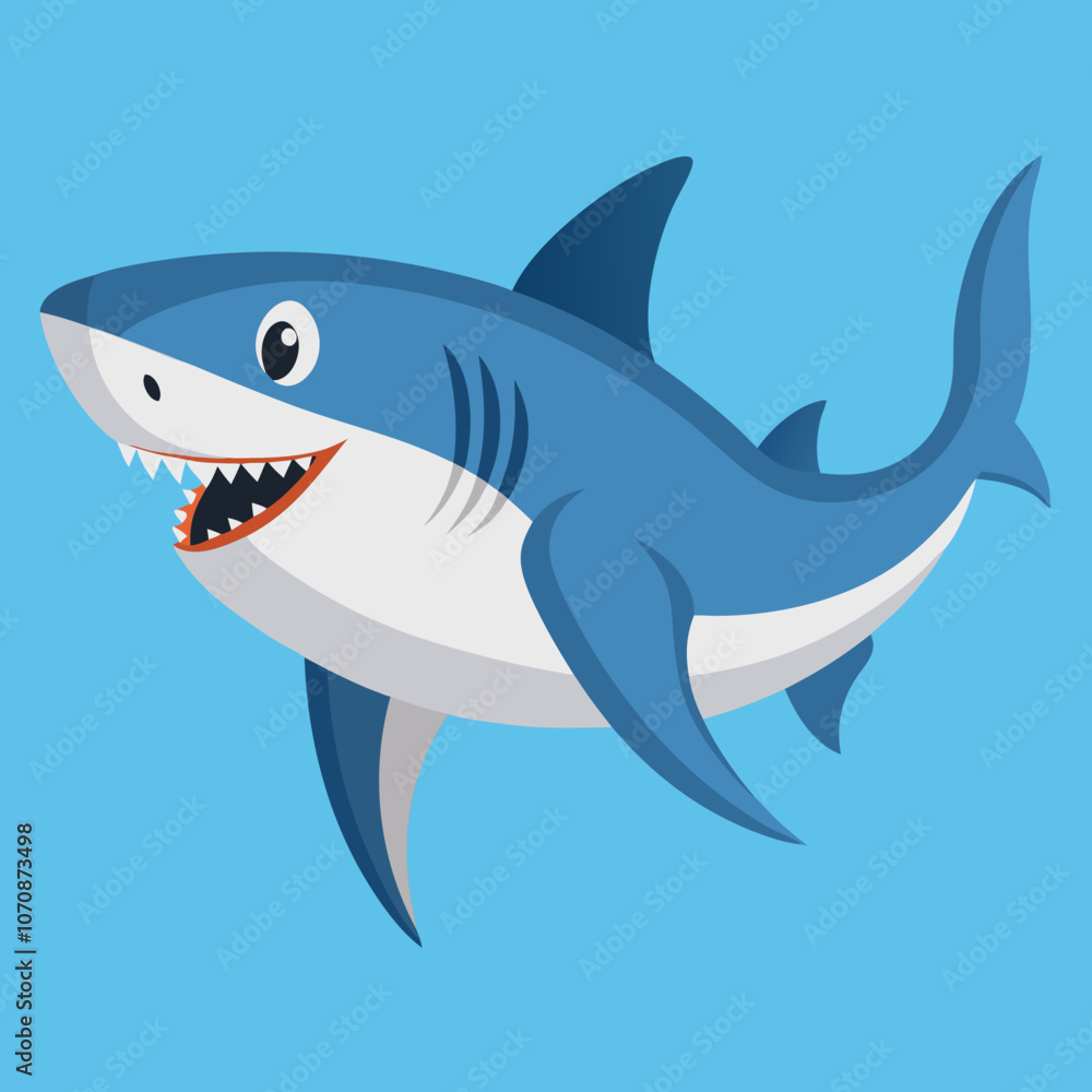 Fototapeta premium shark cartoon isolated on white