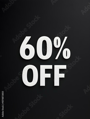 White '60% OFF' Promotional Sign on a Black Background