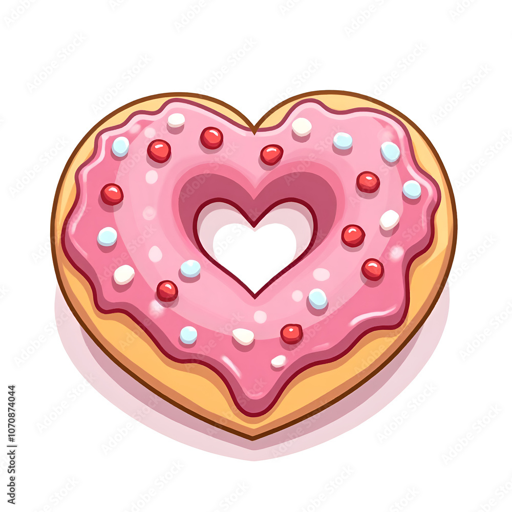 Embrace the sweetness of love with a delightful heart shaped donut, perfect for celebrating special moments, digital illustration of food art concept. Embrace the sweetness of love with a delightful heart shaped donut, perfect for celebrating special moments, digital illustration of food art concept.