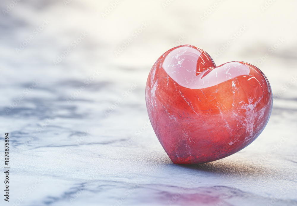 Fototapeta premium 3D rendering of a cute red heart, a romantic Valentine's Day concept
