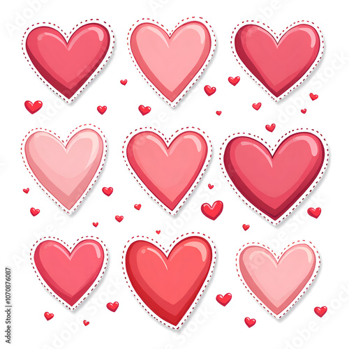 Embrace the love with these vibrant hearts in a playful display of affection and warmth, digital illustration of valentine s day concept.