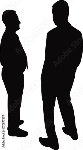 men making chat, silhouette vector