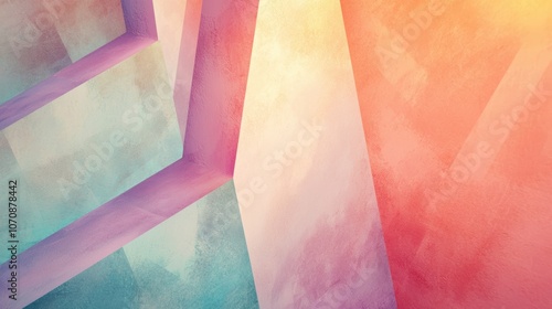 A colorful abstract painting with a blue, green, and purple background photo