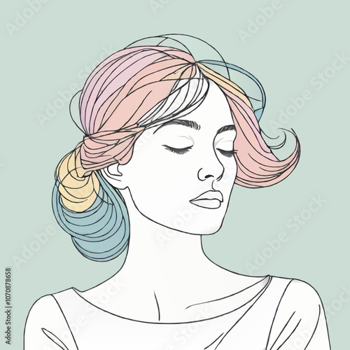 woman with closed eyes, sketch
