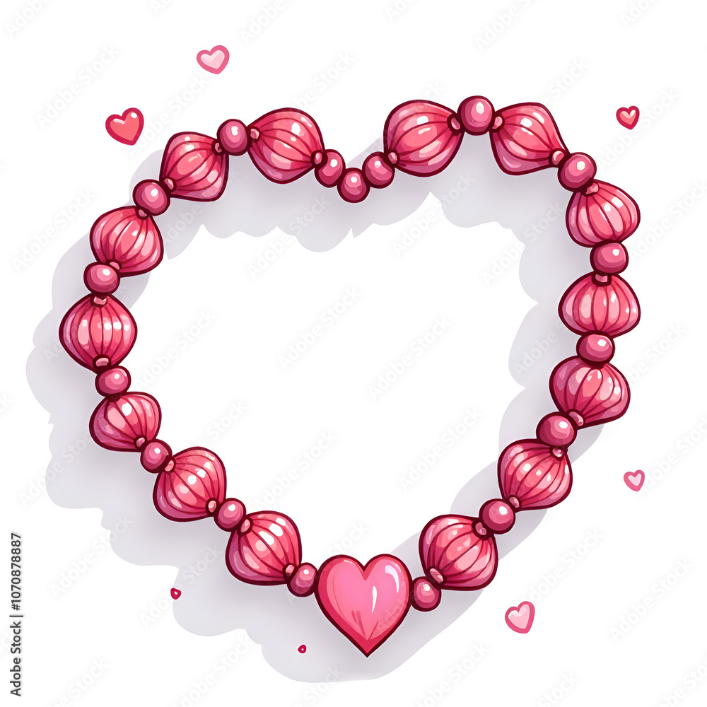Obraz premium This beautifully crafted heart shaped bead bracelet symbolizes love and affection, perfect for expressing deep emotional connections, digital illustration of iconography concept.