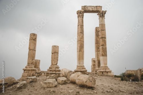 ruins of ancient roman temple  in Amman citadel 