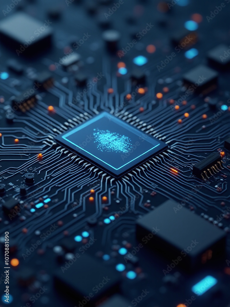 circuit board with artificial intelligence concept flat vector design featuring light and dark grey colors on a computer electronics background circuit board with artificial intelligence concept flat vector design featuring light and dark grey colors on a computer electronics background