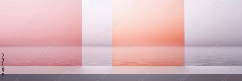 Obraz premium A series of three pink and white stripes are displayed on a white background