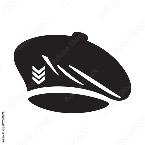 Vector Silhouette of Military Beret Logo Icon – Classic Soldier Emblem for Tactical Design Use