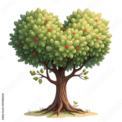 A heart shaped tree symbolizes love and connection, inviting everyone to celebrate nature s beauty and emotional depth through art, digital illustration of conceptual nature art concept. photo