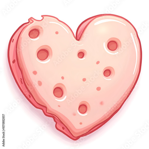 Sweetened affection a heart shaped delight crafted from creamy cheese and adorned with fun texture, digital art of food illustration concept.