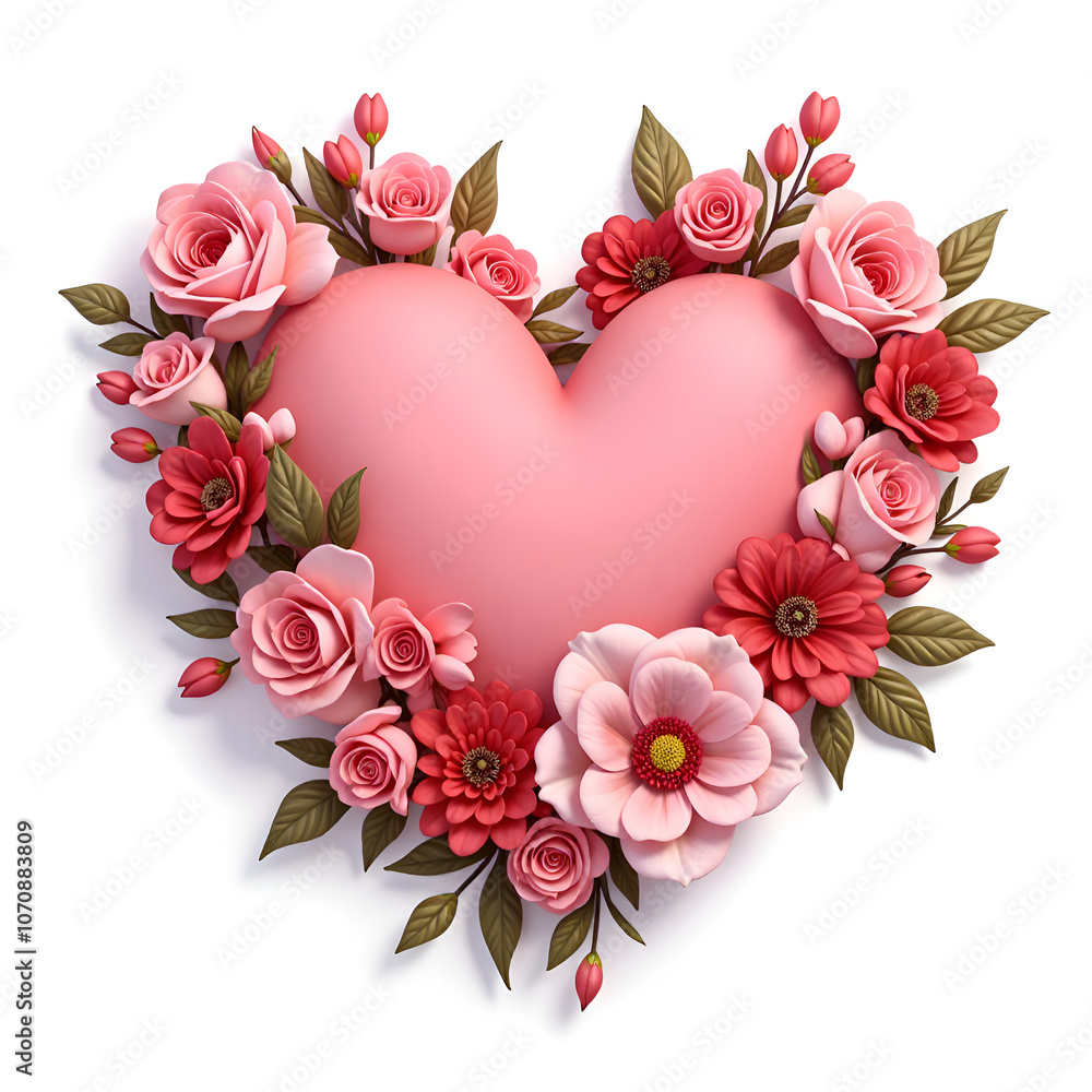 Love blossoms a heart shaped floral arrangement that celebrates the beauty of affection and nature, digital art of floral design concept. Love blossoms a heart shaped floral arrangement that celebrates the beauty of affection and nature, digital art of floral design concept.