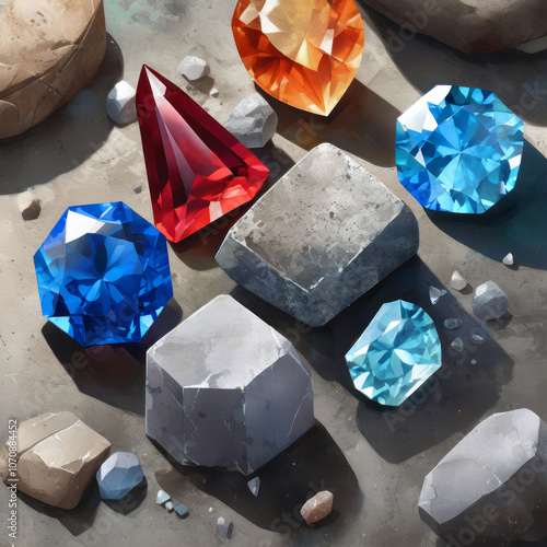 A collection of colorful gemstones and crystals.