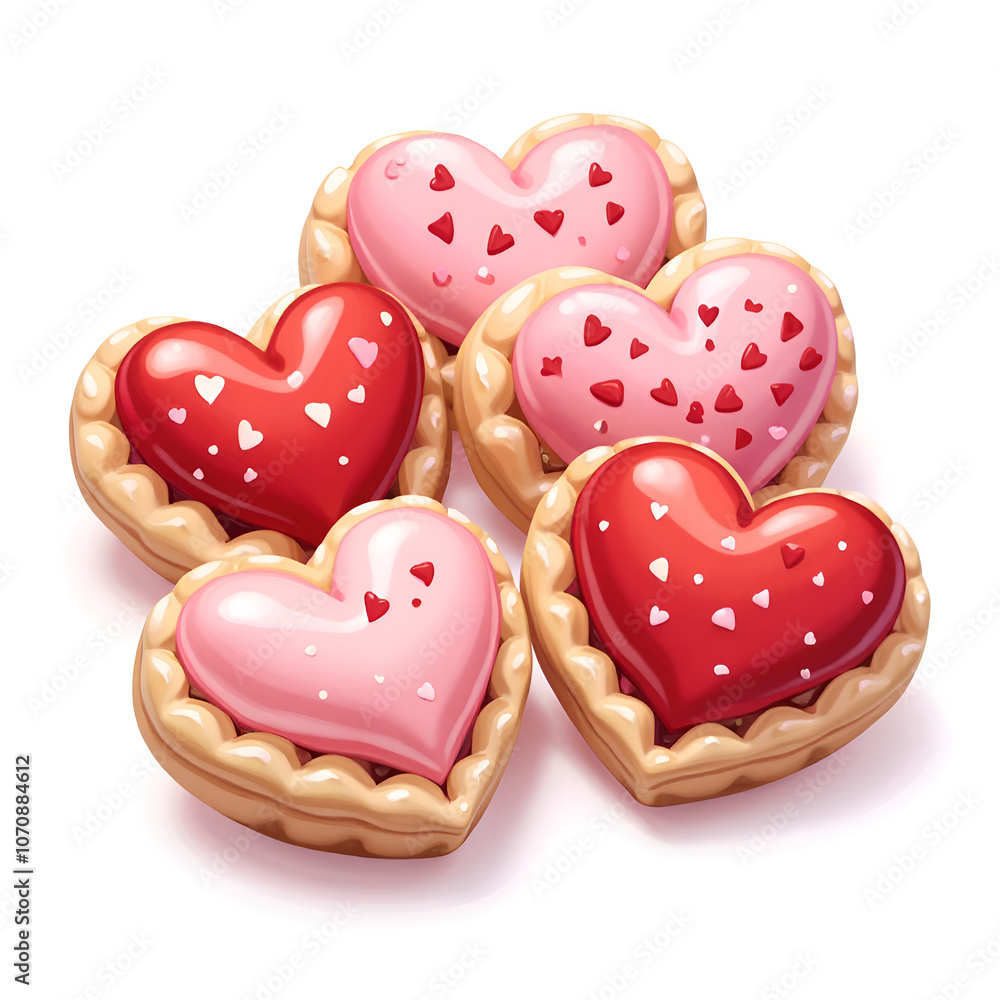Enjoy the heartfelt joy of savoring sweet and colorful heart shaped cookies this season of love, digital illustration of food art concept. Enjoy the heartfelt joy of savoring sweet and colorful heart shaped cookies this season of love, digital illustration of food art concept.