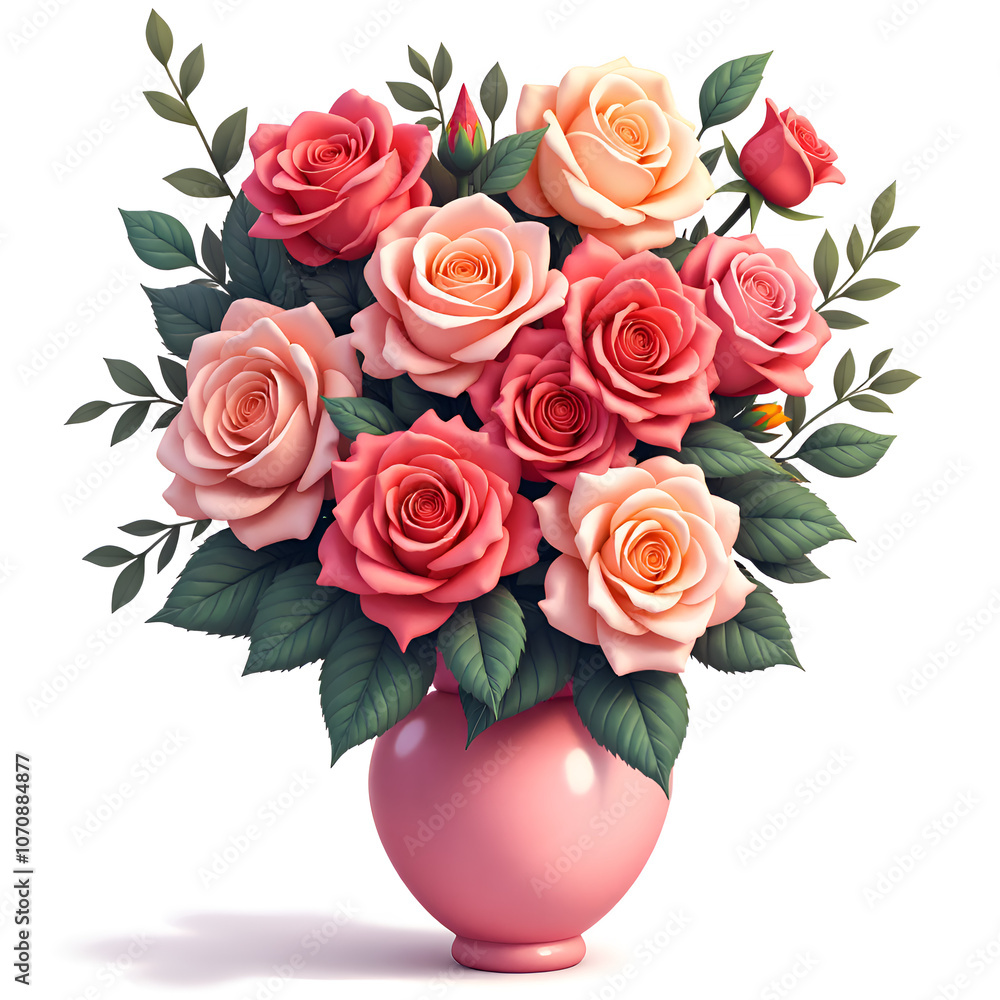 A vibrant bouquet of roses symbolizes love and beauty, bringing joy to any space with their enchanting presence, digital painting of floral arrangement concept. A vibrant bouquet of roses symbolizes love and beauty, bringing joy to any space with their enchanting presence, digital painting of floral arrangement concept.