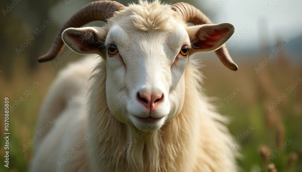 Close-up photograph of a goat in a natural environment Close-up photograph of a goat in a natural environment