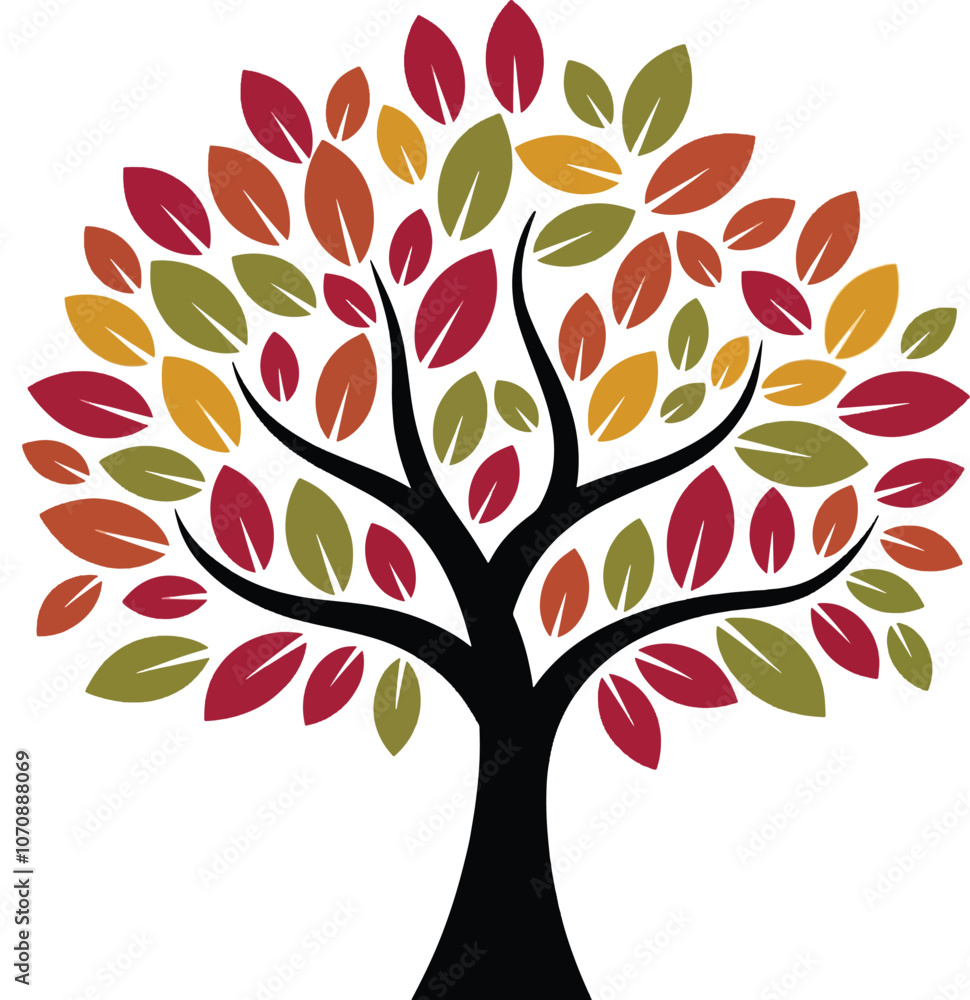 Obraz premium A tree with vibrant multicolored leaves.