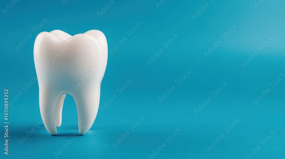 White Tooth on Blue Background White Tooth on Blue Background