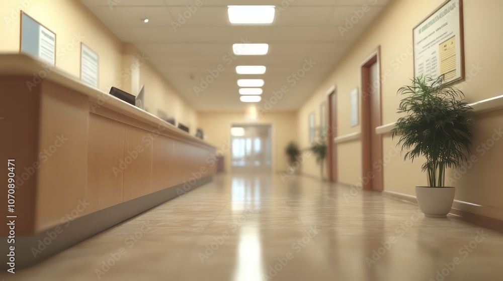 A clean, modern hallway with a reception area and potted plant, suggesting a healthcare setting. A clean, modern hallway with a reception area and potted plant, suggesting a healthcare setting.